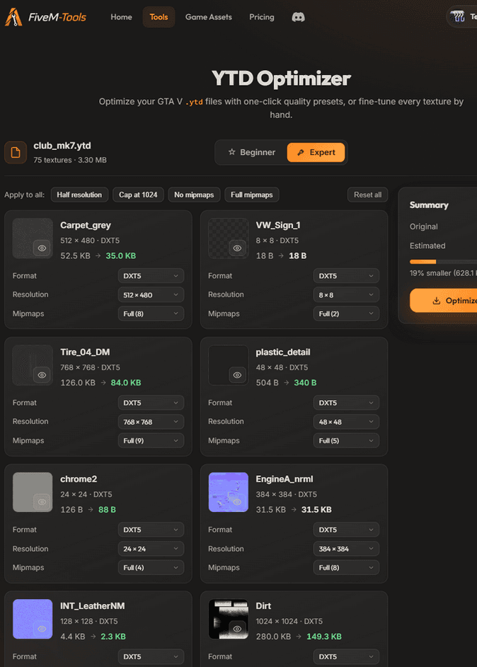 FiveM-Tools YTD optimizer